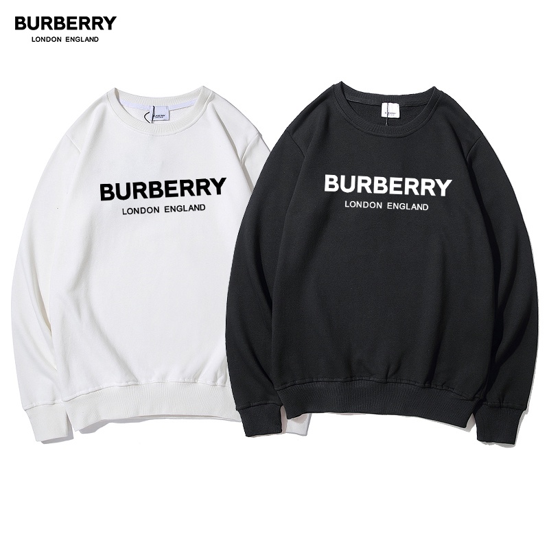 Áo Sweater Tay Dài Cổ Tròn Dáng Rộng In Chữ Burberr-Y Thời Trang Cho Cặp Đôi