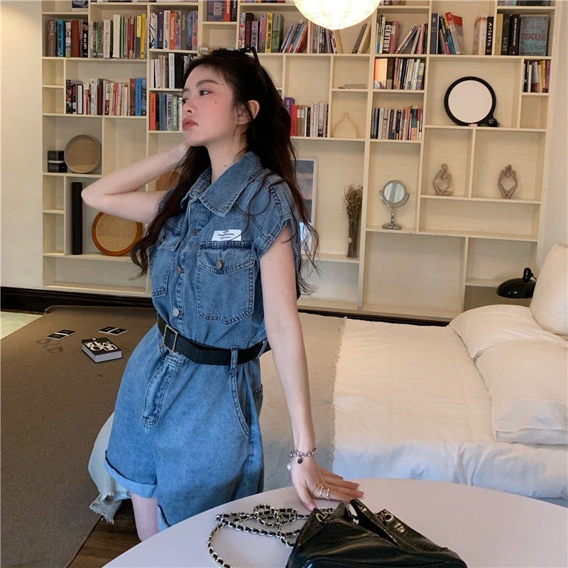 Bán Chạy!F &amp; X Jumpsuit Denim Mùa Hè Dáng Rộng Phong Cách Cổ Điển Hợp Thời Trang Cho Nữ