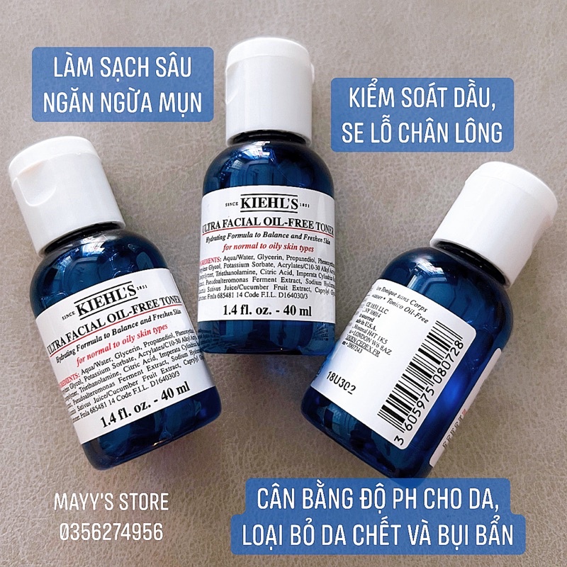 Set Dưỡng Cấp Nước Kiềm Dầu KIEHL'S Oil Free 4 món