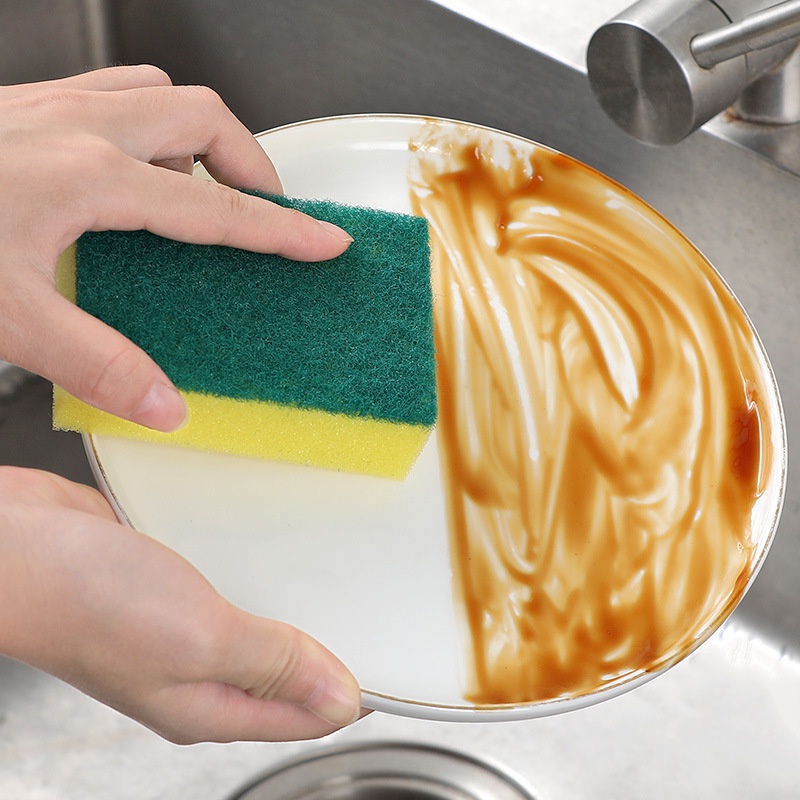 Miếng bọt biển cọ rửa xoong nồi, Miếng cọ rửa chén bát xanh vàng tiện dụng