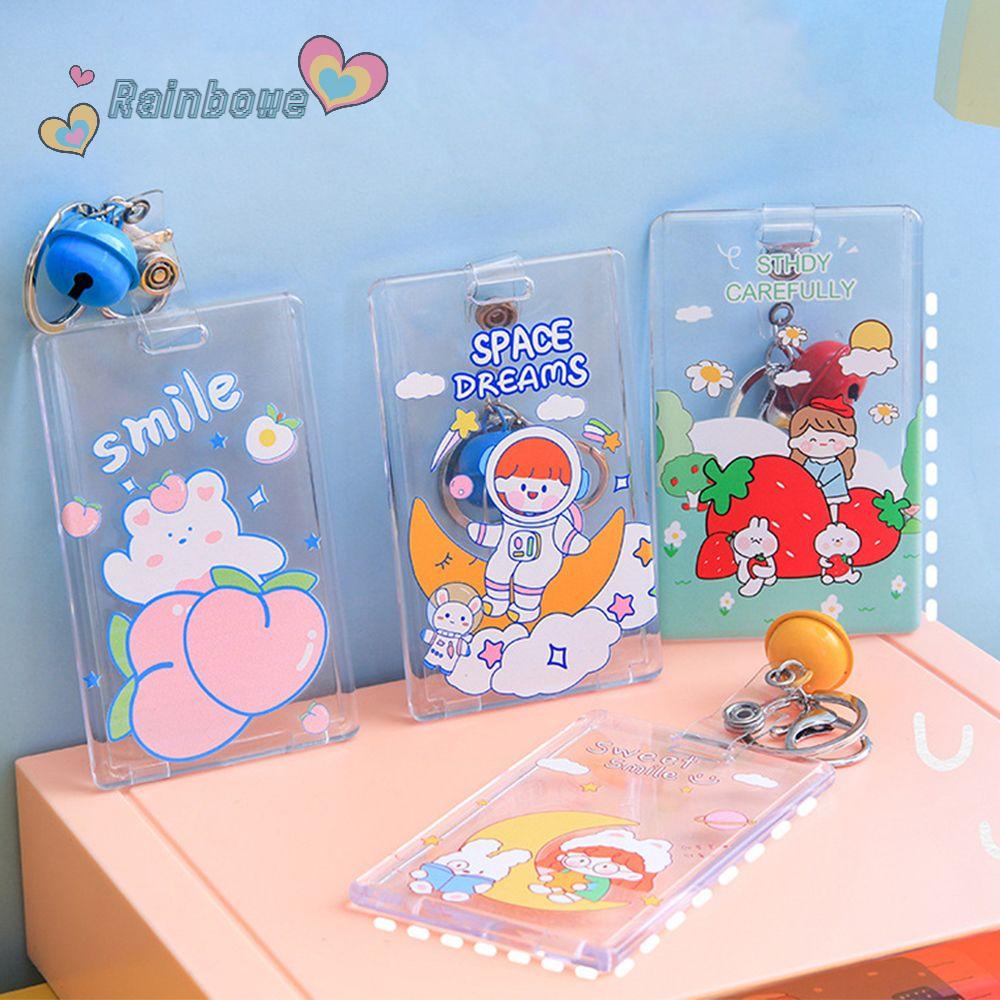 RAINBOW Acrylic Card Case Transparent with Keychain Card Holder for Students Bus Card Cartoon Gifts Identity Card Protective Cover