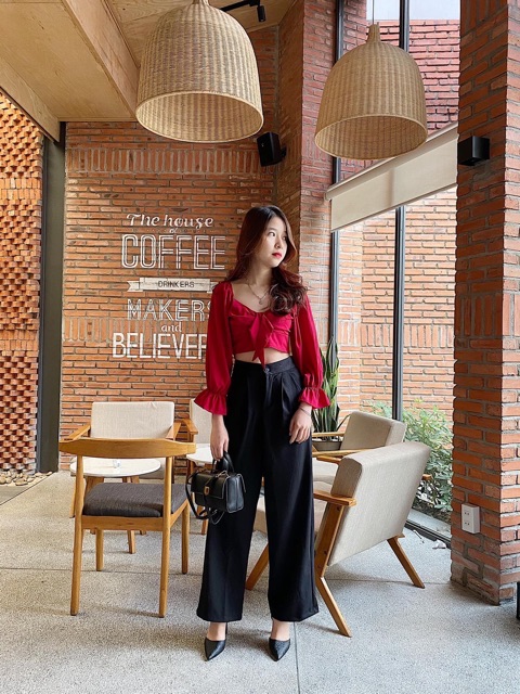 ÁO CROP NƠ NGỰC TAY BO CHẤT LỤA CỰC ĐẸP KT