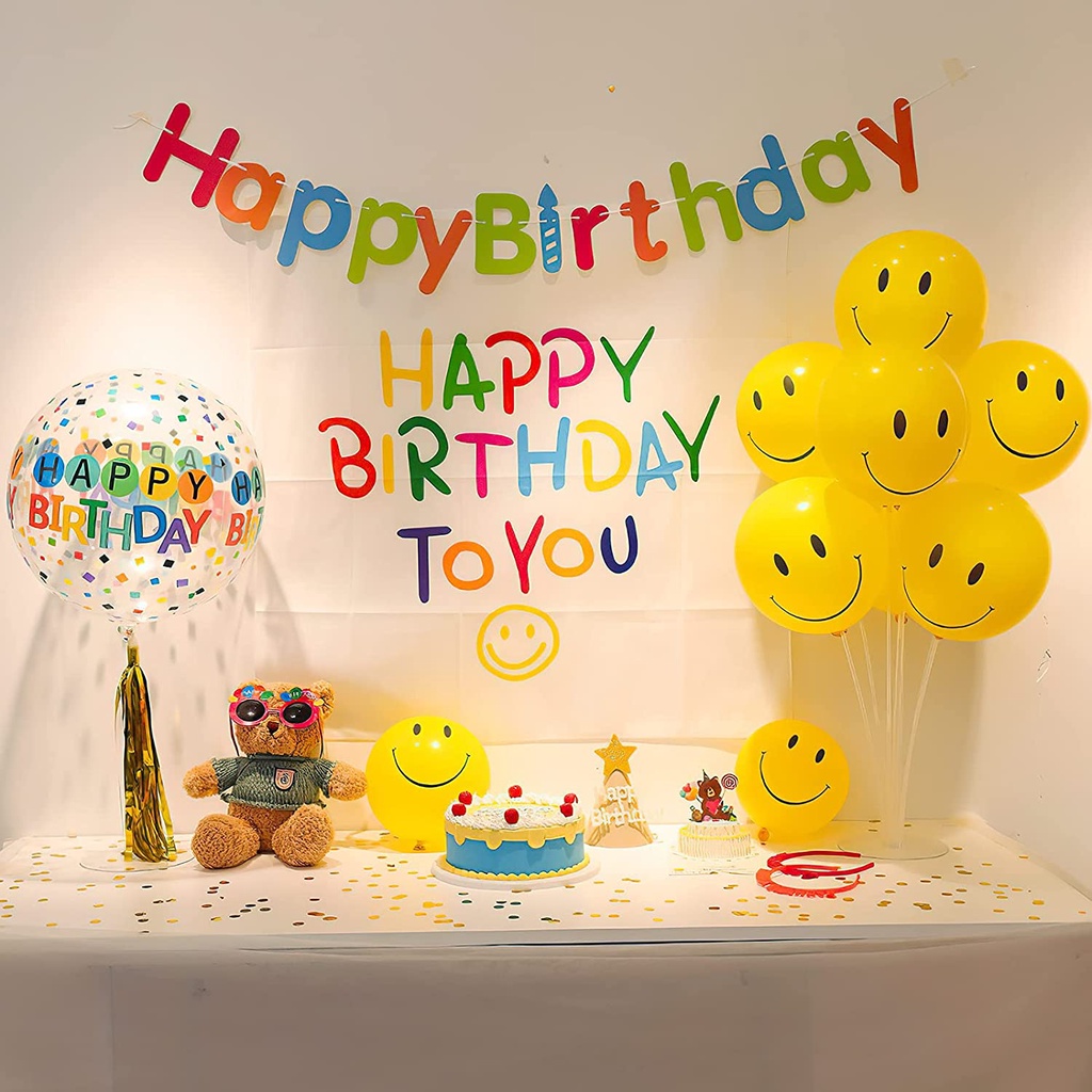 Set 10 Bong Bóng Cao Su 12 Inch Hình Mặt Cười Dùng Trang Trí Tiệc