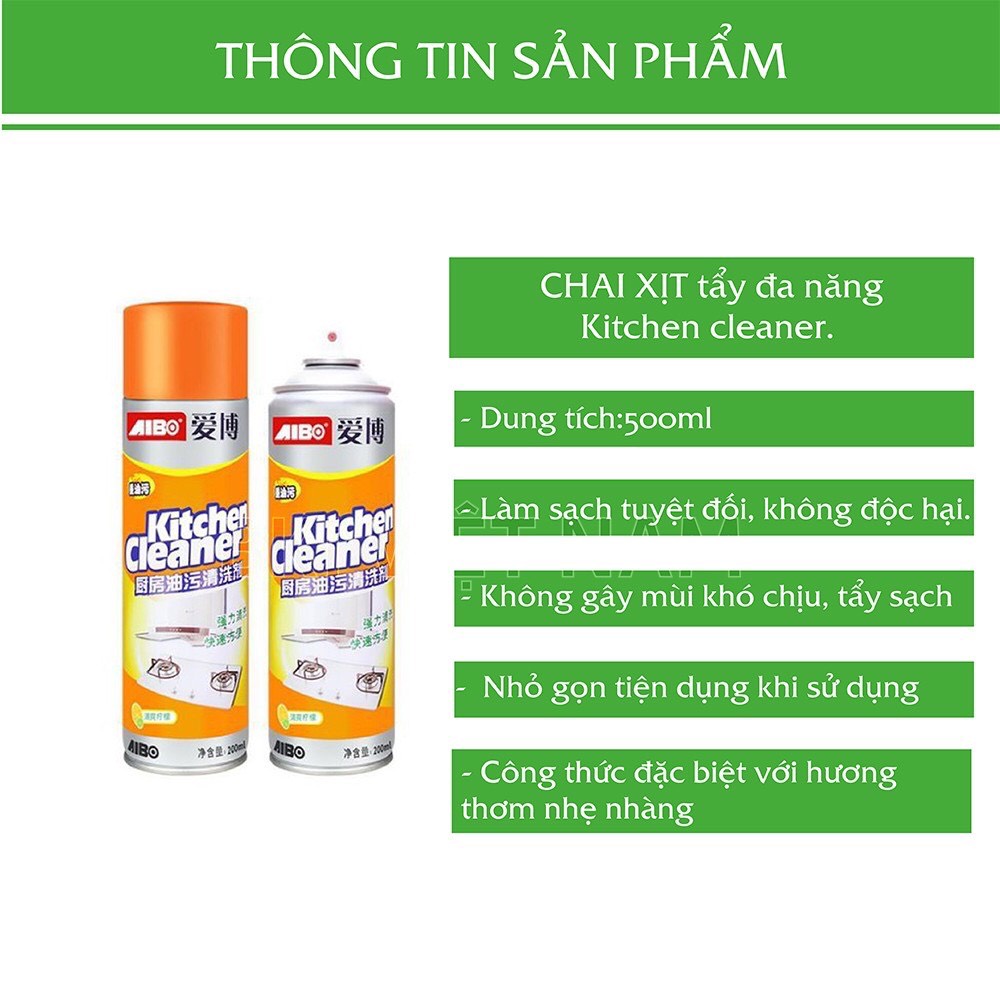 Chai Xịt Tẩy Rửa Bếp Đa Năng Kitchen Cleaner Màu Cam Tẩy Sạch Các Vết Bẩn Vết Dơ Dầu Mỡ