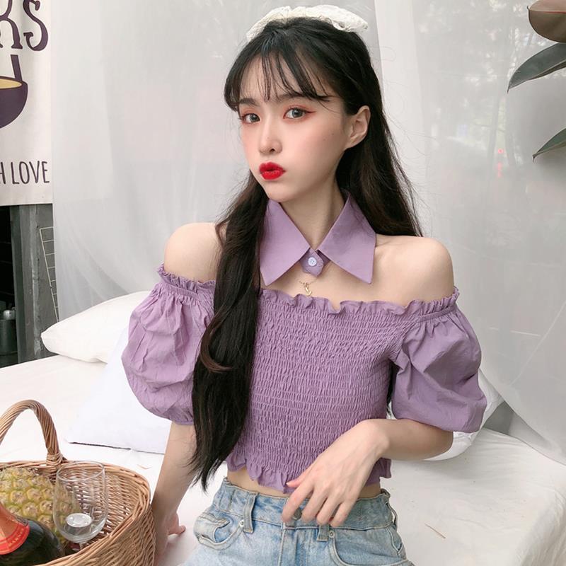 Cổ Phiếu Sẵn SàngAh F & X Áo Sơ Mi Cổ Một Bên Vai Tay Phồng Ngắn Có Thể Tháo Rời Thời Trang Mùa Hè 2022 Dành Cho Nữ
