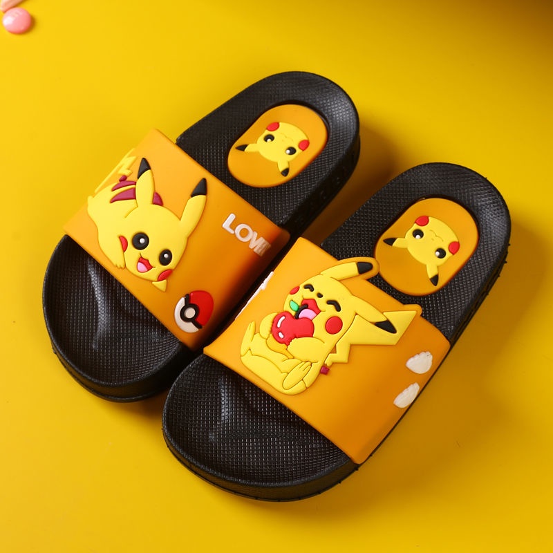 Pokemon Slippers kids Indoor Slippers Cute Pikachu Slippers Cartoon  Home Slippers Kids Non-Slip Soft Sole Bath Shoes Outdoor Slippers Baby Slippers Boys and Girls Leisure Flip-Flops