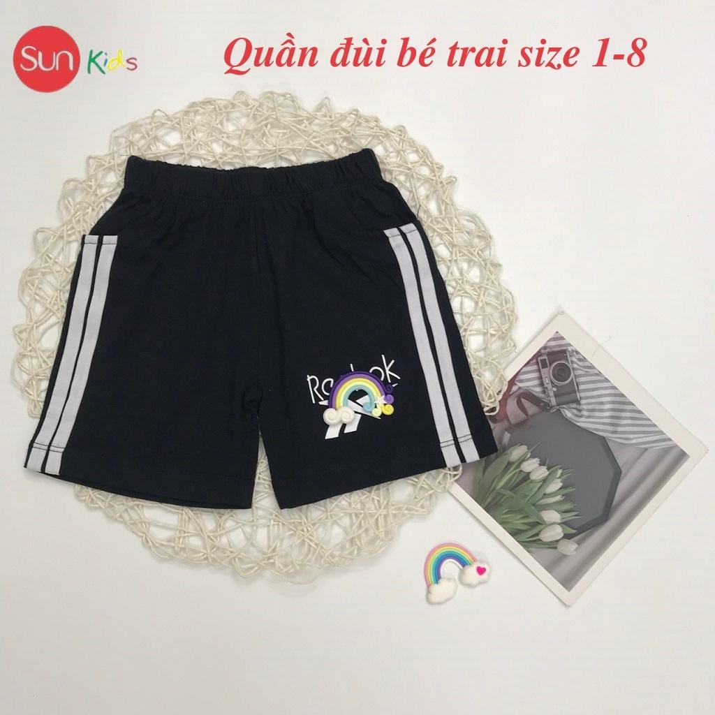 Quần Đùi Bé Trai, Size 1-8, Viền Sọc 2 Bên Khỏe Khoắn, 2 Túi Thật, Chất Cotton Mềm Mát