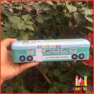 Hộp bút sắt hình xe bus 2 tầng cho bé - hàng quà tặng biore