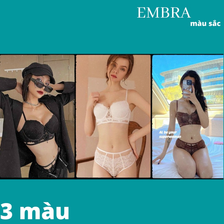 Bộ đồ lót nữ EMBRA đan dây đệm dày cao cấp EBB44