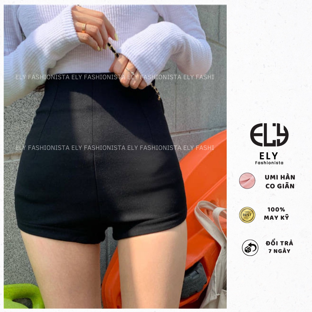 Quần Short Nữ Ely Cạp Cao Chất Umi Hàn Cao Cấp Co Giãn Tốt Khóa Giọt Lệ Sau Tôn Dáng Phong Cách Trẻ Trung Cá Tính Ely222