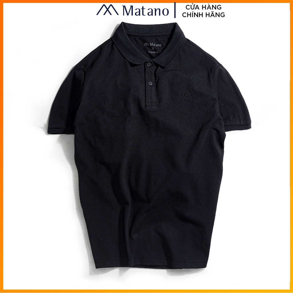 Áo polo nam đen trơn basic đẹp MATANO - Áo thun nam có cổ trụ bẻ, vải cá sấu cotton cao cấp chính hãng giá rẻ 023