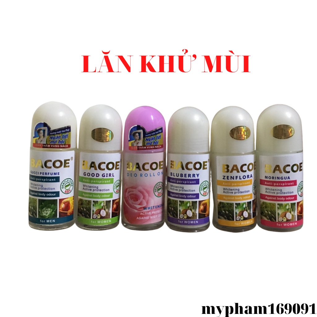 Lăn khử mùi hôi nách nam nữ trắng da thơm lâu Bacoe 50ml