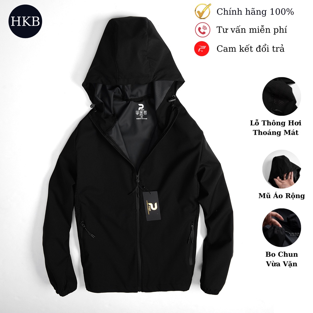 Áo gió 1 lớp HKB lỗ thông hơi thoáng mát mặc cho cả nam nữ, chống nước, chống gió.