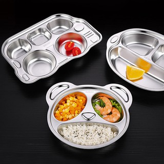 Khay đựng cơm thép không gỉ chia ngăn họa tiết hoạt hình dễ thương cho bé
