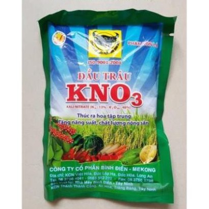 Phân bón Đầu Trâu KNO3 Kích thích cây ra hoa tập trung, giảm rụng trái non_gói 200g - HGM