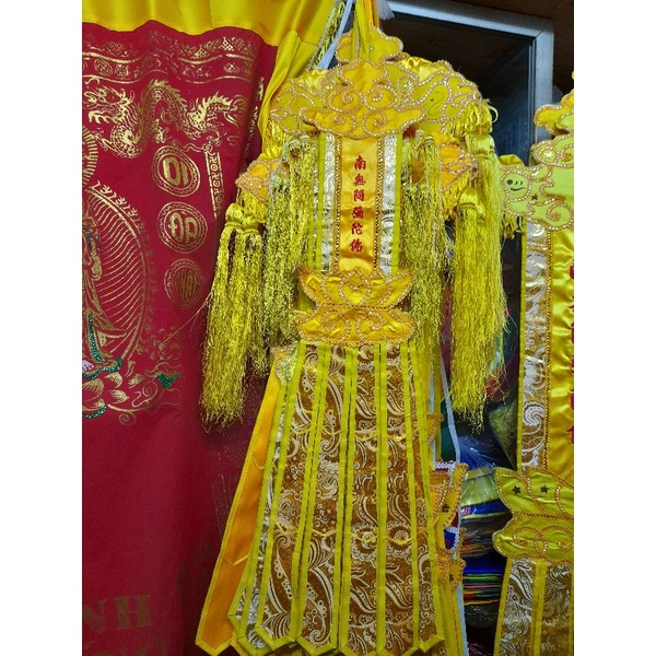 Phướn (phan) phật 2 mặt dài 80cm LOẠI CHÂN GẤM