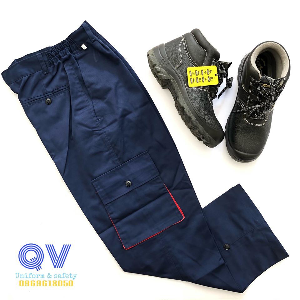 ♝Quần bảo hộ lao động - Tím than phối đỏ vải kaki V31 Đẹp