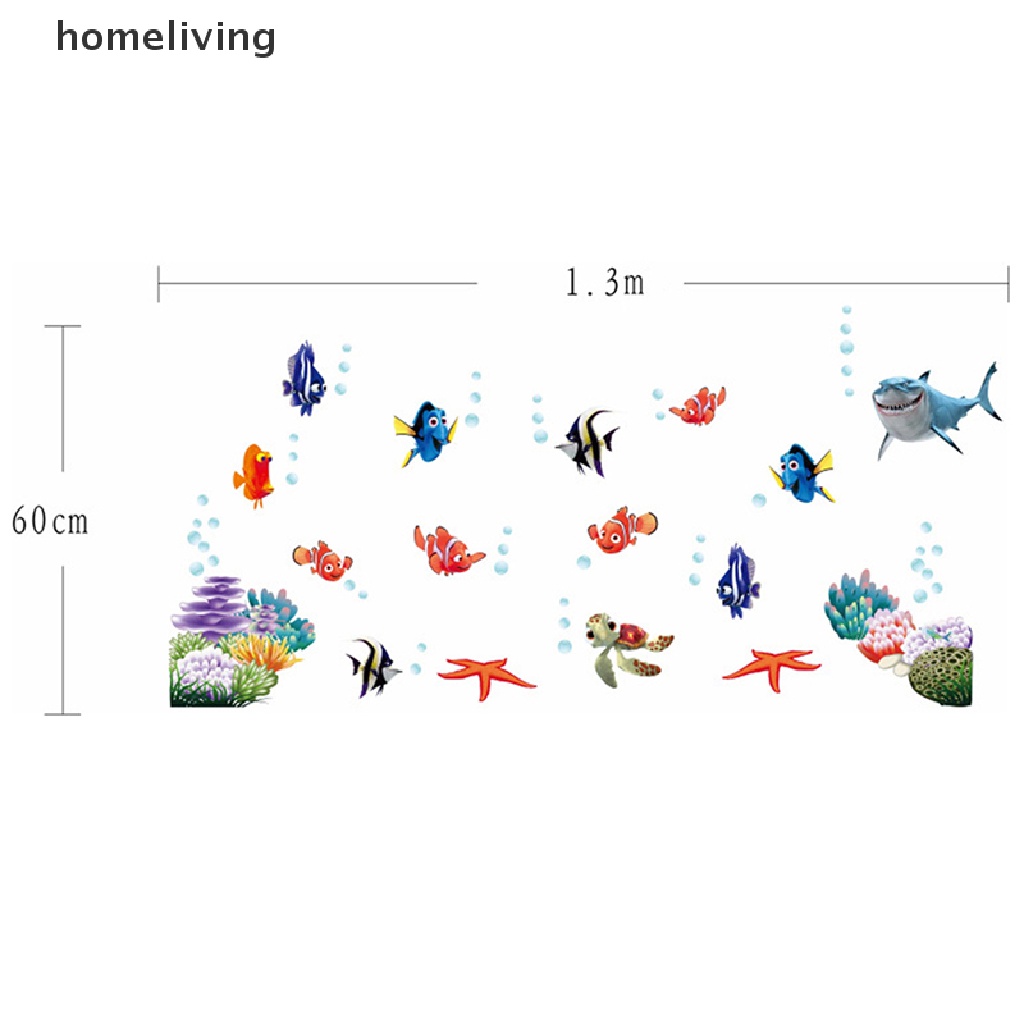 Sticker Dán Tường Họa Tiết Hình Con Cá Biển Theo Phong Cách Hoạt Hình Dùng Trong Trang Trí Phòng Tắm