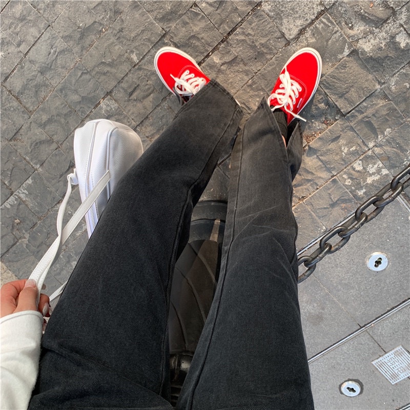 Quần Jeans Dài Ống Đứng Xẻ Ống