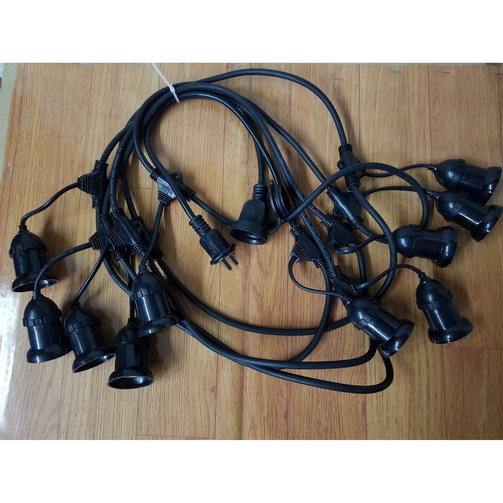 Dây đui đèn treo trang trí ngoài trời chống chịu nước 5m 10 đuôi 10m 20 đui E27 lựa chọn LH-xmx | BigBuy360 - bigbuy360.vn