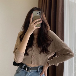 Áo crop top len cổ V (có sẵn)