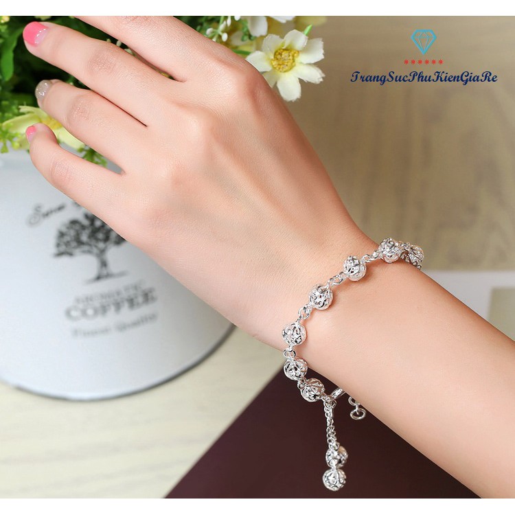 [Mã FAMAYFA giảm 10K đơn 50K] Lắc tay nữ thời trang hạt bi rỗng, xi bạc 925, siêu xinh, bán giá rẻ