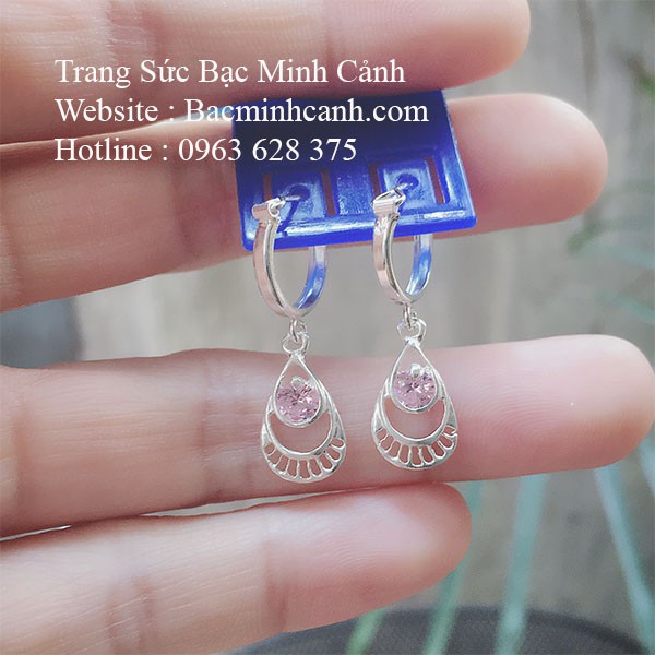 Bông tai trẻ em đá hồng