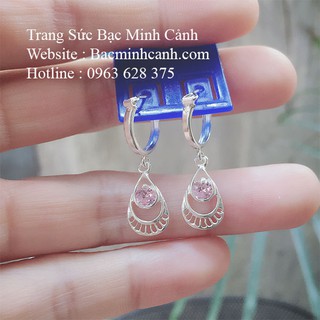 Bông tai trẻ em đá hồng