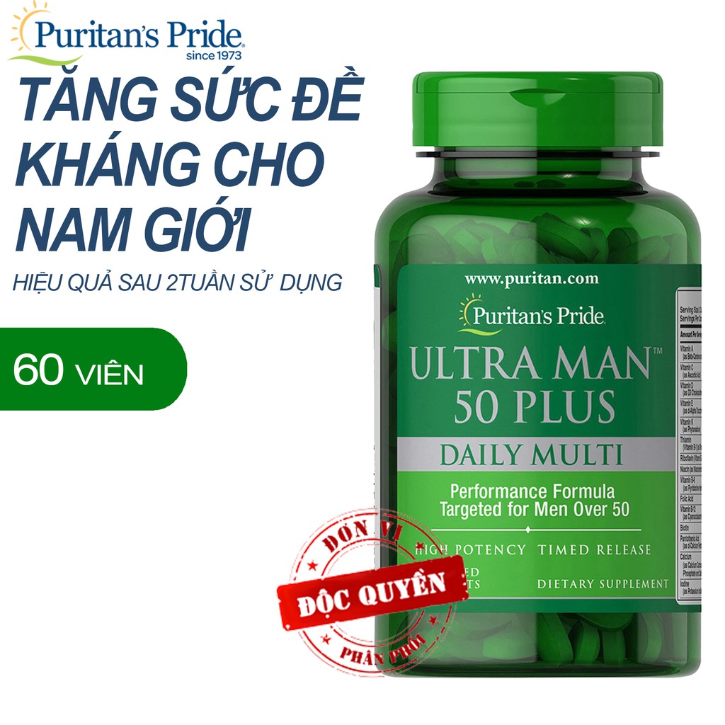 Viên uống tăng cường sức khỏe cho nam giới trên 50 tuổi Vitamin, khoáng chất Ultra Man 50 Plus Daily Multi 60v