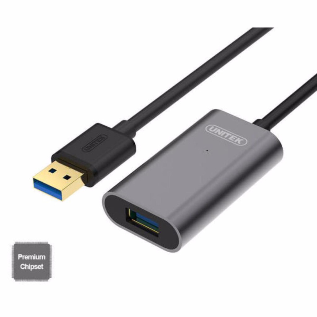 Cáp nối dài USB Unitek Y-271 5m lõi đồng chuẩn 2.0 tốc độ tối đa 480Mbps (Đen)