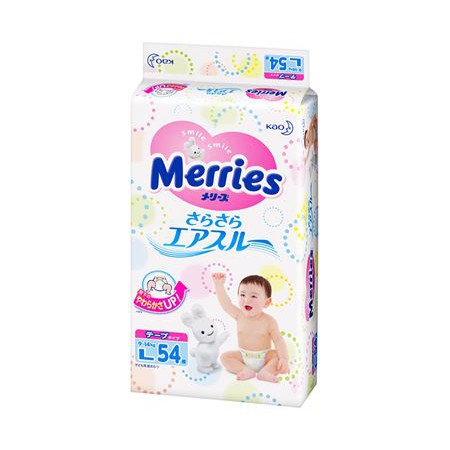 Bỉm - Tã dán Merries size L - 54 miếng