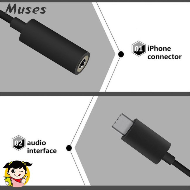 Muse07 Cáp chuyển đổi tín hiệu âm thanh từ Type C ra 3.5mm cho điện thoại dùng cổng Type-C