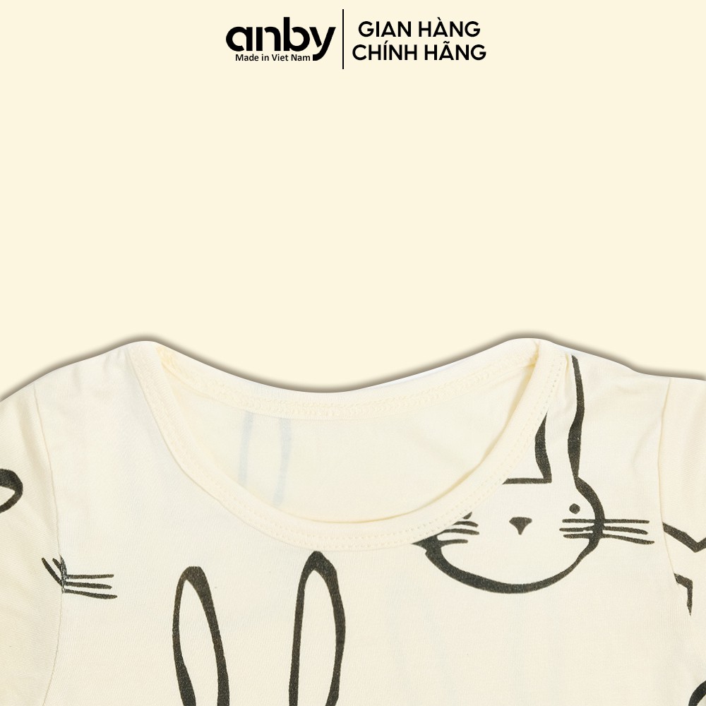 Quần áo cộc tay họa tiết thỏ cho bé gái ANBY nhiều màu thun lạnh từ 0-5 tuổi