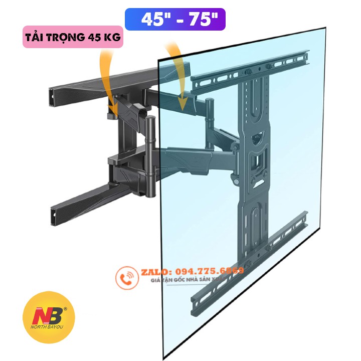 [NEW 2021] Giá Treo Tivi 6 Cánh Tay NB P6 45 - 75 Inch - Xoay Trái Phải Nhiều Góc Độ