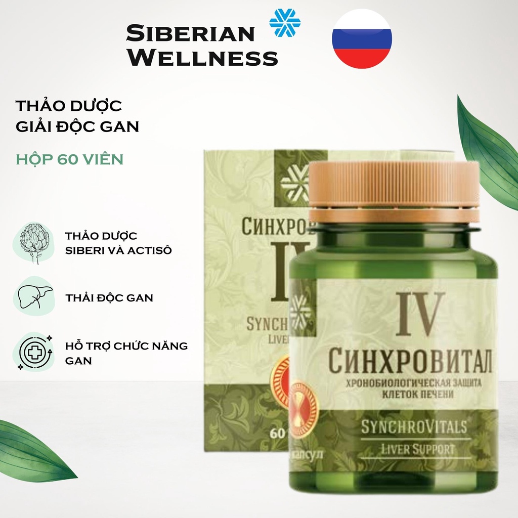 Viên uống giải độc gan Siberian Wellness Synchrovital IV từ thảo dược như kế sữa, actiso của Nga - hàng chính hãng