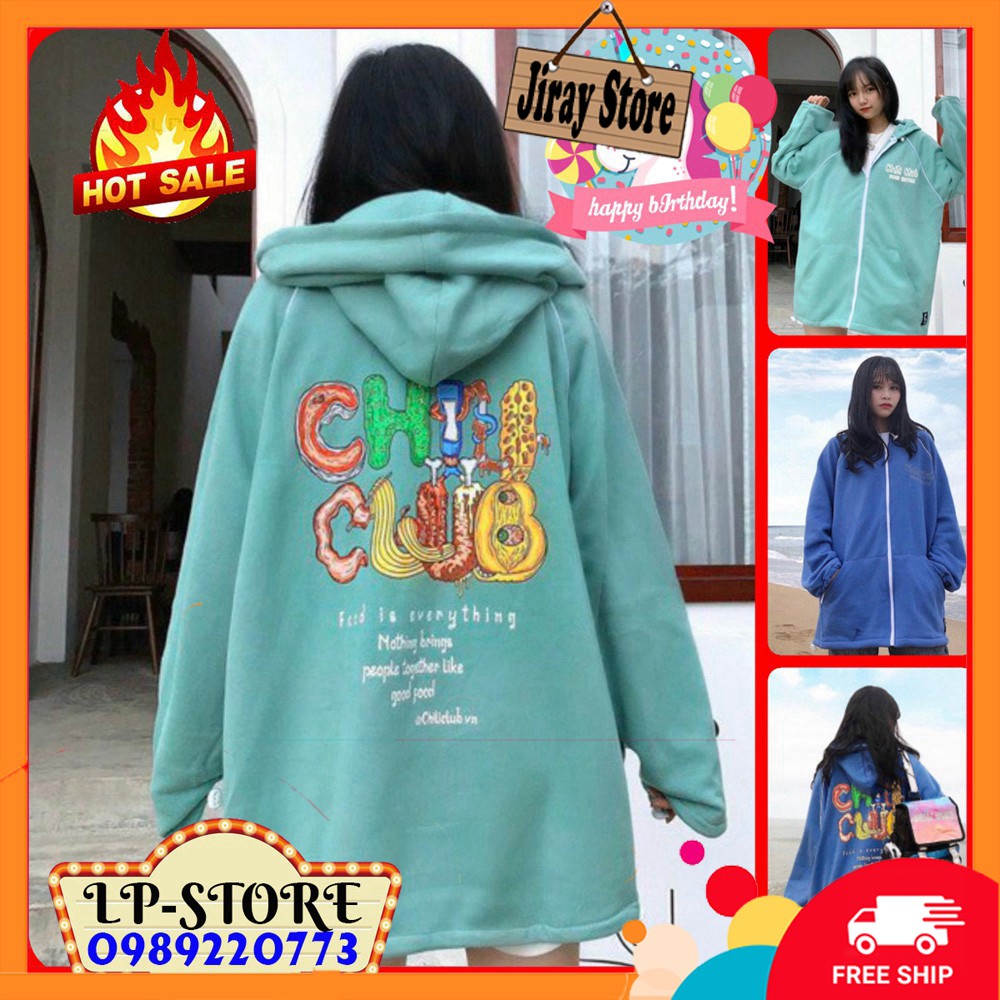 (MỚI) ÁO HOODIE - ÁO KHOÁC NỈ NGOẠI CHILLCLUB 2 MÀU