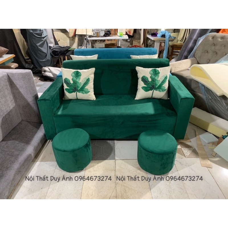 Bộ Sofa Tay Vuông Phòng Khách 1,6m Kèm Bàn Kính Đài Loan Sang Trọng