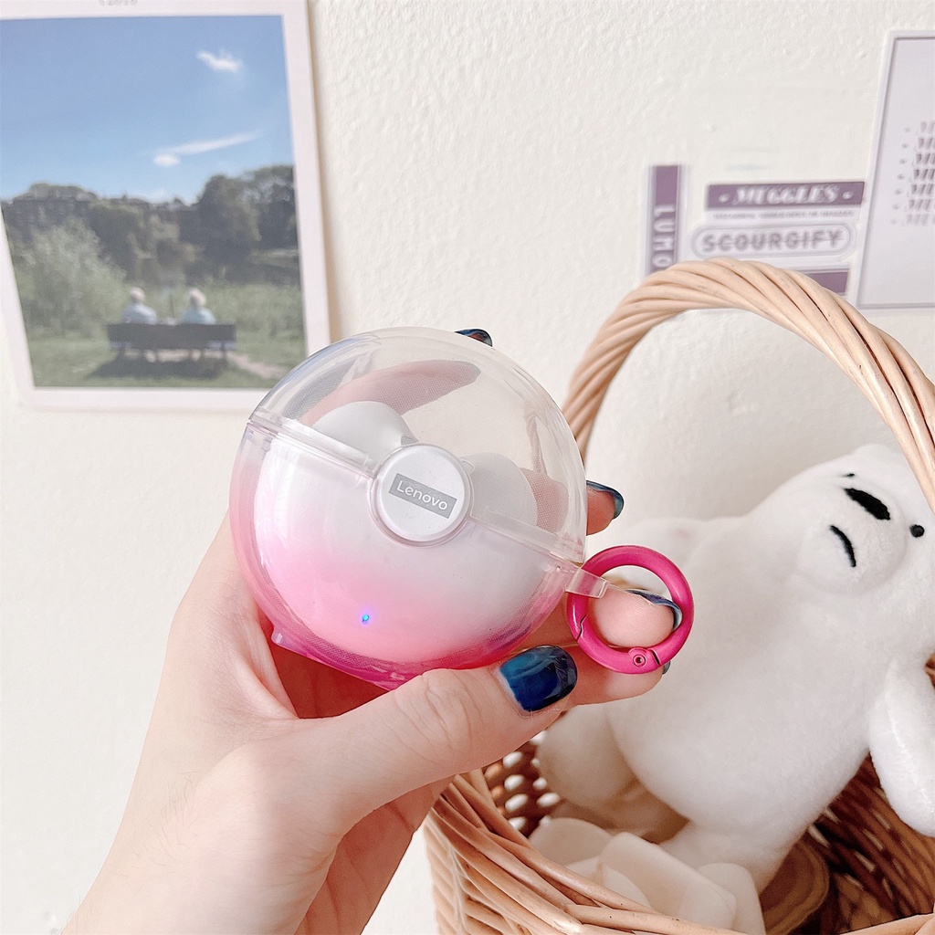 Vỏ Bảo Vệ Hộp Sạc Tai Nghe Không Dây Lenovo LP80 TWS Bằng Silicon TPU Mềm Trong Suốt Chống Sốc Chống Rơi Kèm Móc Treo