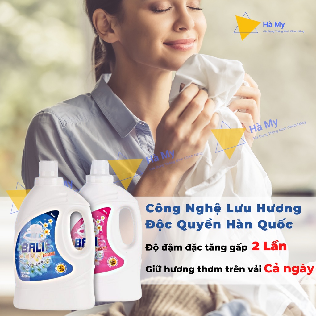 Nước Giặt Xả Bali Organic Cao Cấp Can 3,2L-Hương Thơm Dịu Nhẹ,Quý Phái,Mềm Vải,Có Thể Giặt Cho Máy Giặt Lồng Ngang