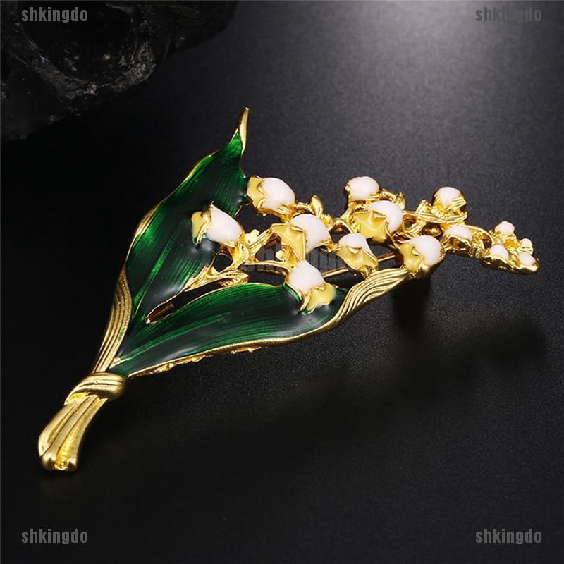 Ghim cài áo hình hoa tráng men xinh xắn