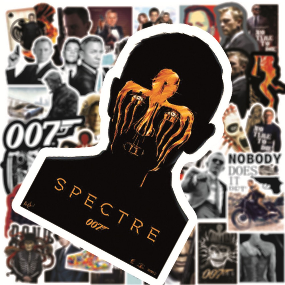Y&P| Bộ 50 nhãn dán họa tiết hoạt hình 007 James Bond