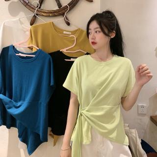 Áo Thun Tay Ngắn Dáng Rộng Màu Trơn Phong Cách Hàn Quốc
