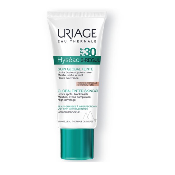 [TEM CTY] URIAGE Hyseac 3 Regul Global &amp; Tinted SPF30 40mL - Kem làm giảm mụn trứng cá tổng hợp, mờ thâm mụn