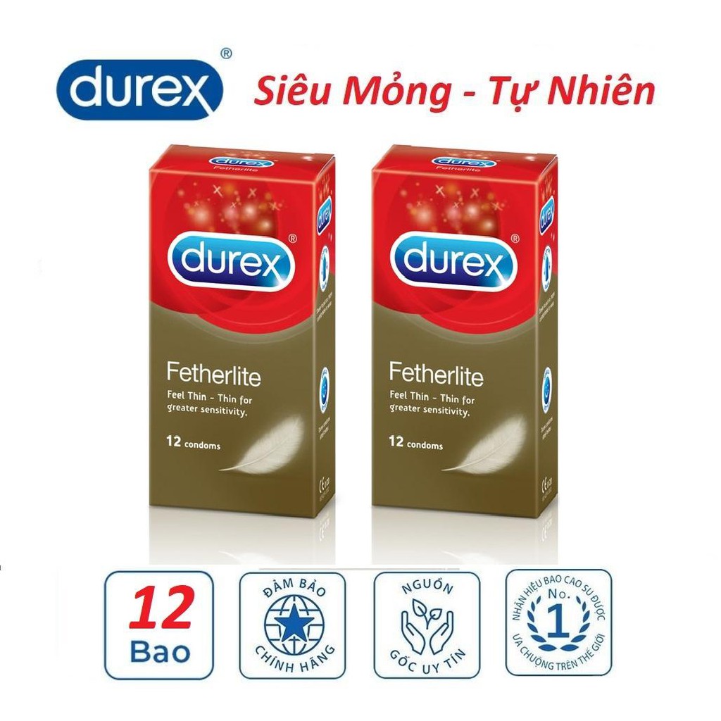 Combo 2 hộp Bao Cao Su Durex Fetherlite Ultima 12s siêu mỏng đến chân thật