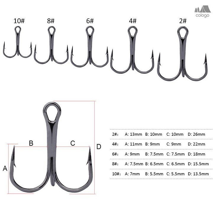 Combo 10 Lưỡi 3 Tiêu Lưỡi Câu Cá Có Ngạnh Lưỡi Câu Lure Thép Không Gỉ LC3