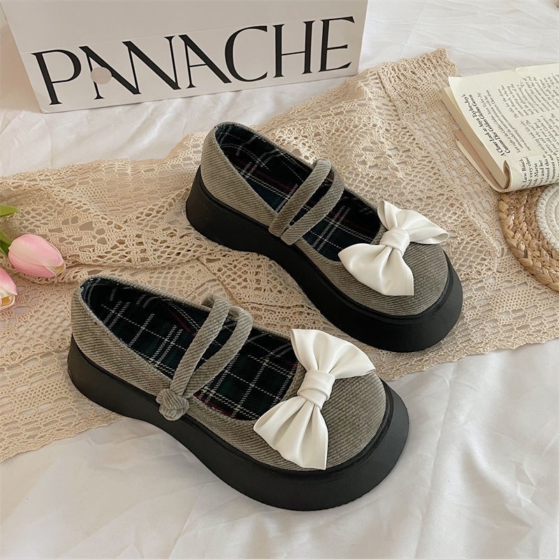 Giày Da Đế Dày Đính Nơ Phong Cách Lolita Nhật Bản Thời Trang Mùa Hè Cho Nữ