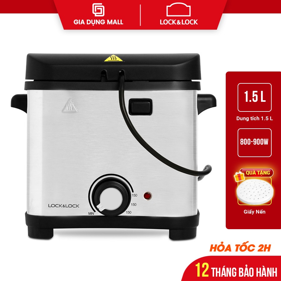 Nồi chiên ngập dầu Lock&amp;Lock Deep Fryer EJF716SLV - Giadungmall