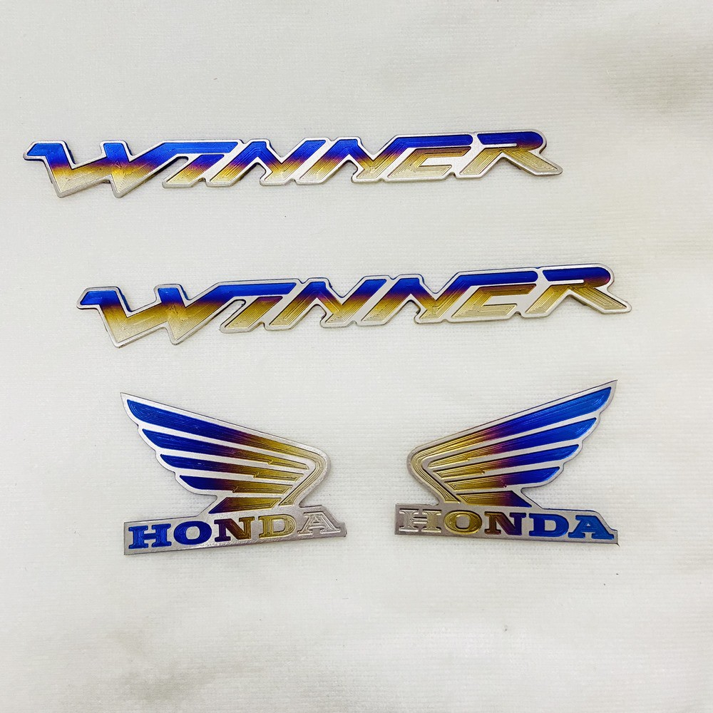 (TEM TITAN) Bộ sưu tập COMBO tem TITAN trang trí xe máy chữ tên xe và cánh chim WINGS HONDA siêu chất, keo dán 3M