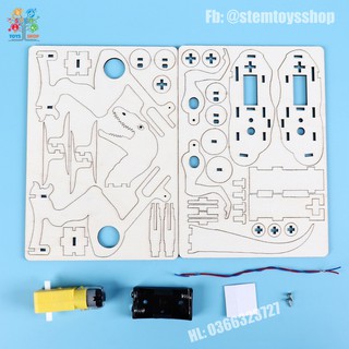 [Đồ Chơi Giáo Dục STEM] - Bộ Lắp Ghép Khủng Long Bằng Gỗ