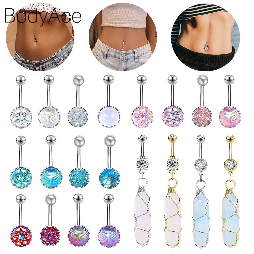 1 Bộ Khuyên Rốn Hình Hoa Và Bướm Bằng Thép Y Tế